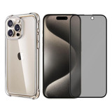 Kit Capa Case Para iPhone 15 Pro Max + Pelicula Privacidade