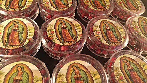 12 Virgen De Guadalupe Rosarios Rojos Rojo De Madera Para Re