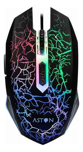 Mouse Gamer Com Fio Usb Led Rgb Design Ergonomico Para Jogos Cor Preto