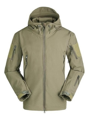 Campera Tactica Neoprene Softshell Verde Capucha Impermeabl