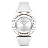 Reloj  Para Mujer Mk2524 Con Correa De Cuero Blanco