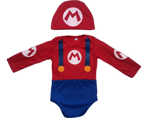 Mameluco Disfraz Bebe Body Enterizo + Gorro Mario Bross