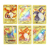 Cartuchos De Pokémon Charizard De Metal Dourado Vmax 6 Pieza