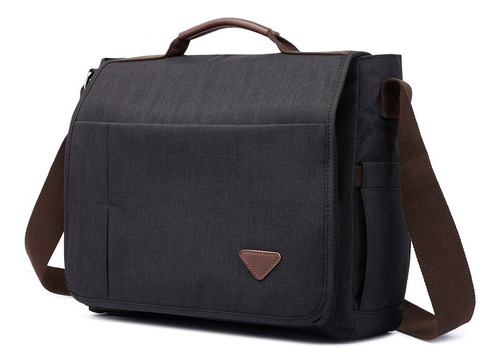 Bolsa Transversal Pasta Mensageiro Carteiro Grande Notebook Cor Preto Desenho Do Tecido Liso