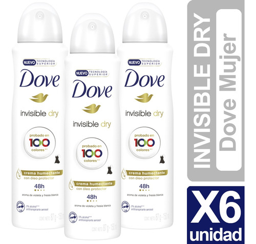 Desodorante Dove Mujer Variedades Pack De 6 Unidades 150ml