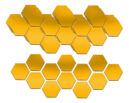 60 Piezas 3d Pegatinas De Pared De Espejo Hexagonal