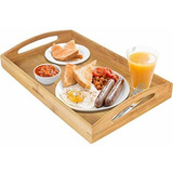 Mesa Desayuno Bandeja De Servicio Rectangular De Bambú Con 