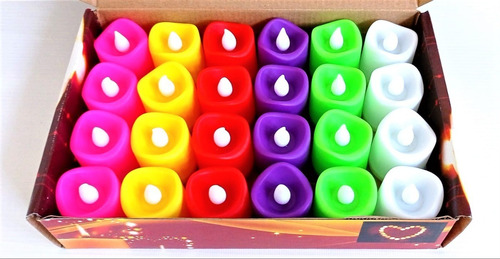 Velas Led Multicolor X 24 Unidades Boda  Fiestas Navidad