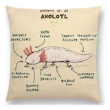 Cojin Anatomia Animales Pug Ajolote Tela Lino Crudo Relleno Color Axolotl