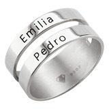 Hermoso Anillo Doble Nombre Plata 925