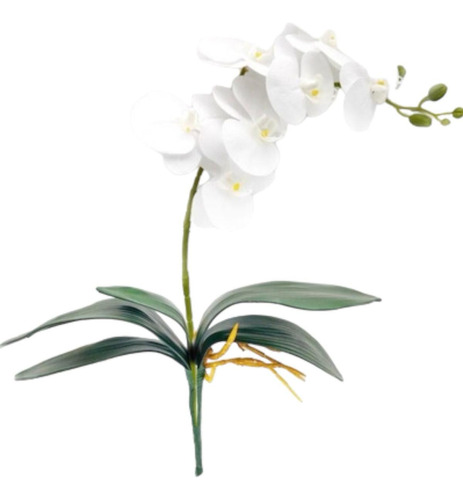 1 Flor Orquídea Artificial Silicone  2 Ramos Galho Branca