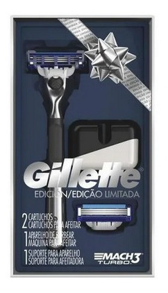 Aparelho De Barbea Gillette Mach3 Turbo 2refil Suporte