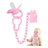 Chupon Bebe + Sujetador Clip Cadena Porta Chupete Infantil 