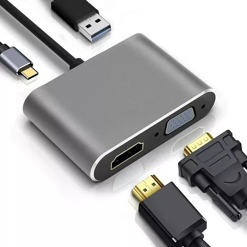 Adaptador Multi-puerto Usb Tipo C Dock Hub 4 En 1 Vga-hdmi-c