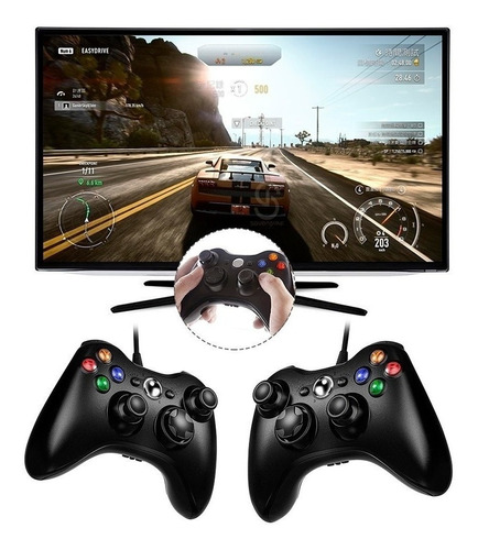 Controle Com Fio Preto Compatível Com Xbox 360