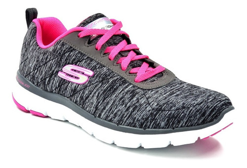 Tenis Skechers 13067 Insiders Negro/fiusha-mujer