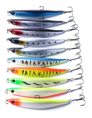 10 Señuelos De Pesca Estilo Rapala 9cm 8g Lenguados Corvinas