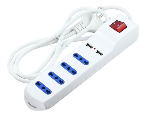 Alargador Zapatilla Eléctrica 4 Posiciones 2 Usb 3 Metros Color Blanco