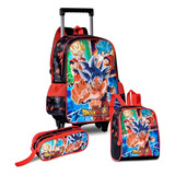 Kit Mochila Infantil Masculina Dragon Ball Desenho Goku 