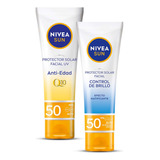 Kit Nivea Sun - Protector Antiedad Q10 + Control De Brillo