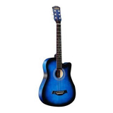 Guitarra Cutaway Azul 39 Pulgadas Cuerdas De Metal Smallbox