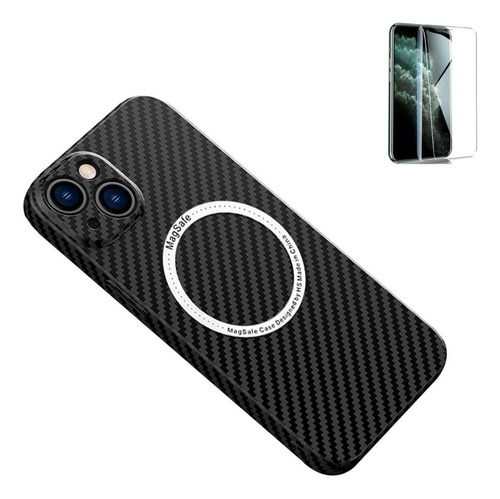 Para iPhone Fibra De Carbono Magnetic Suction Phone Case