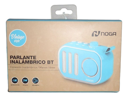 Mini Parlante Bluetooth Vintage Manos Libre Noga Celeste