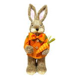 Boneco Coelho Páscoa Decoração Laranja Palha Italiana 40cm