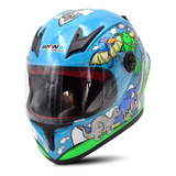 Casco Integral Transp Para Niño Niña Dot Azul Aqua Dino Kids