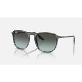 Óculos De Sol Unissex Ray-ban Rb2203 1391gk 55 Cor Cinza Armação Cinza E Azul Haste Cinza Lente Cinza Desenho Quadrado