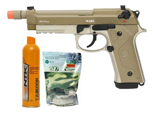 Pistola Airsoft Green Gas M9 Full Metal Blowback + Gas +  Bb