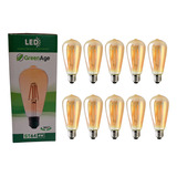 10 Lâmpada Filamento Led Decorativa St64 Âmbar Retrô Vintage Decorativa Branco Quente - Green Age