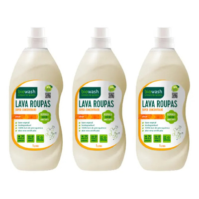 Kit 3 Lava Roupas Líquido Biowash Citrus Biodegradável 1l