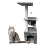 Torre Rascadera Interactivo Mascotas Para Gato Chica Color Gris