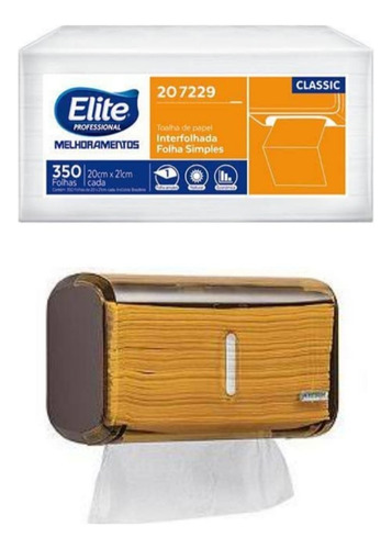 Kit Porta Papel Toalha Marron + Folha Simples Elite 207229