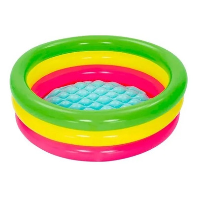 Alberca Inflable Diseño Circular Aros De Arcoiris Para Bebé