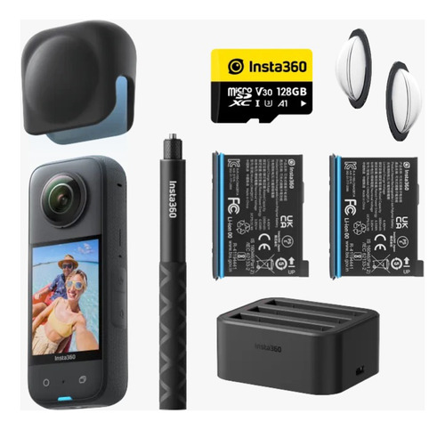 Kit Insta360 X3+sd 128 Gb+selfie Stick 70cm+kit Bateria+prot