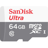 Sandisk Micro Sd Ultra De 64gb Com 80mbs De Velocidade