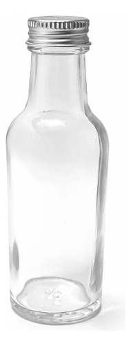 Botella Vidrio Redonda 50 Ml, Tequilera Mini Aluminio -225pz