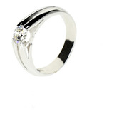 Anillo Solitario Diamante Talla Brillante Oro Blanco 18 Kts.