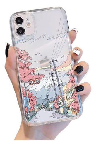 2pcs Funda De Móvil Con Estampado De Sakura Para iPhone