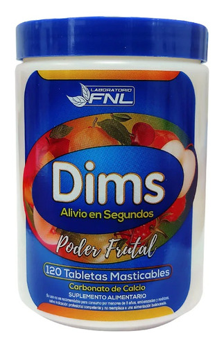 Antiacido Dims  120 Tabletas Masticables Frutal / Agronewen.