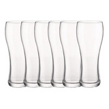 Set X6 Vasos Cerveza Vidrio Pinta Stout Weizen Bormioli 407c Color Blanco