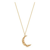 Collar Con Colgante De Luna De Oro Tallado Para Mujer, En De