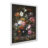 Quadro Decorativo Vaso De Flor Planta Rosa Preto A4 20x30cm