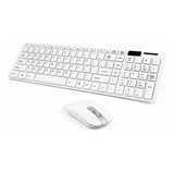 Kit Mouse E Teclado Wirelles Sem Fio Slim Branco 2.4ghz