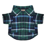 Camisa Pet Roupa Para Cachorro E Gato Inverno Xadrez Verde