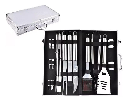 Set Parrilla Bbq 18 Piezas Con Maletin Kit Asados Parrillero