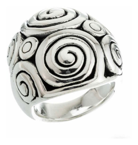 Anillo De Plata 925 Inflada Bombe Labrado Ondas