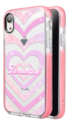 Funda Para iPhone Para Mujer Corazón Rosa Con Nombre